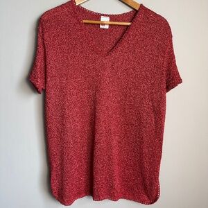 St. Michael Women's Vintage Short Sleeve V-Neck Nylon Top Copper-Red Size XL